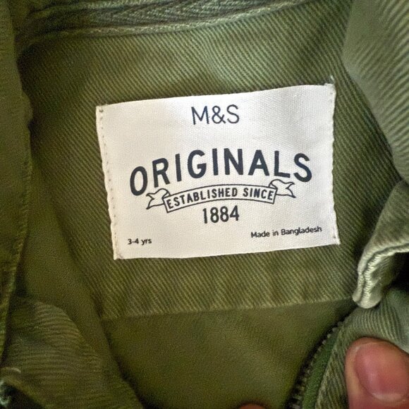 M&S Originals Boys Olive Green Adventure Jacket W/ Patches & Zipper  Cotton Blen - Picture 3 of 4